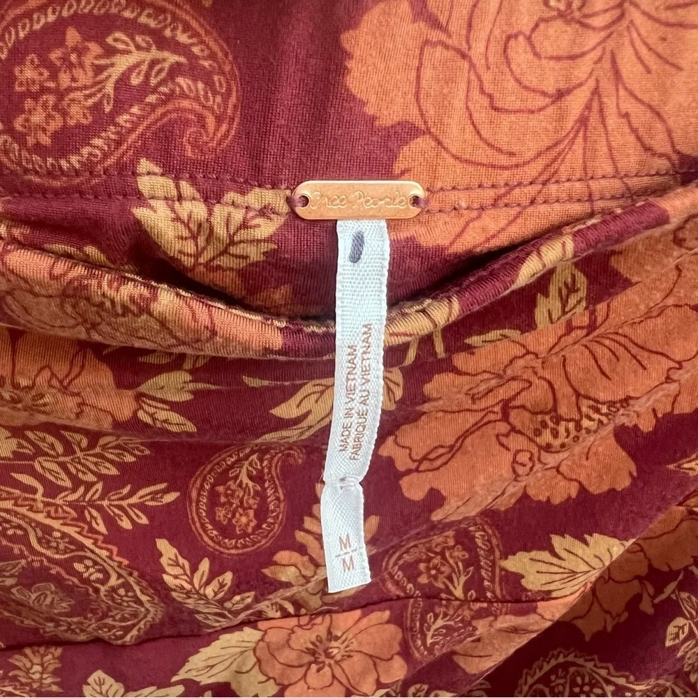 Free People Floral Women Strapless Tube Top Red and Orange Floral Skirt Size M